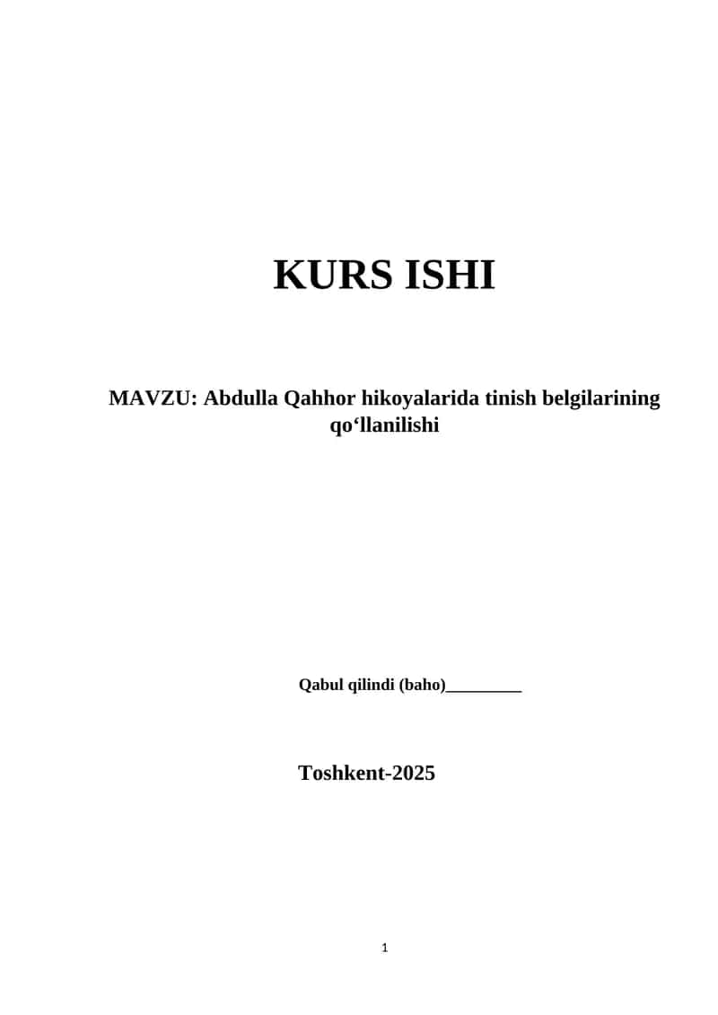 Abdulla Qahhor hikoyalarida tinish belgilarining qo‘llanilishi