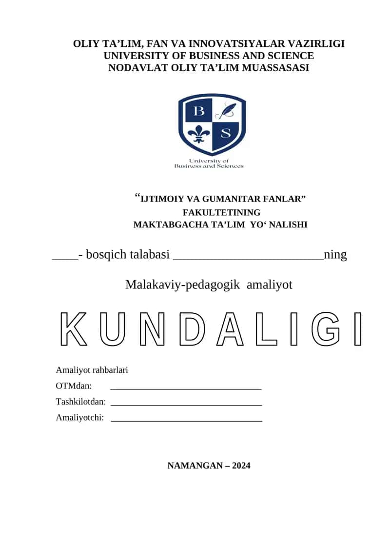 Malakaviy-Pedagogik amaliyot