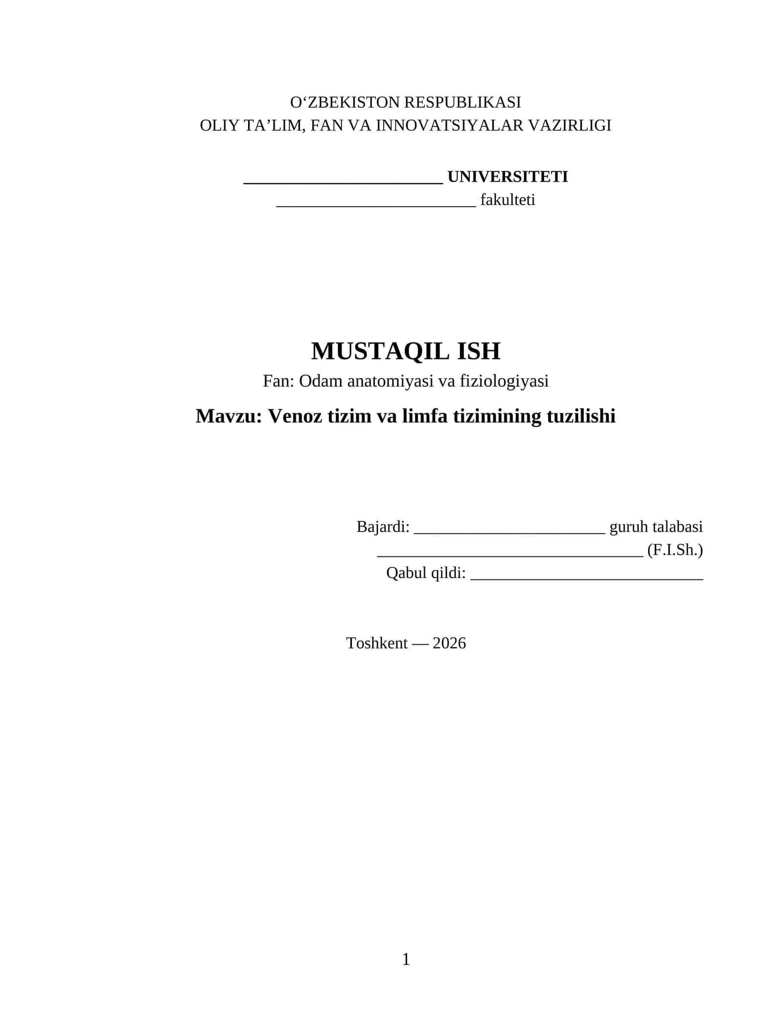 Odam anatomiyasi va fiziologiyasi