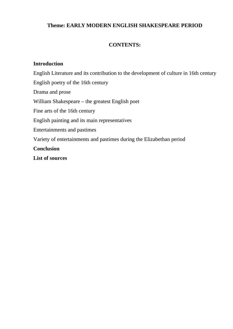 Early Modern English Shakespeare Period