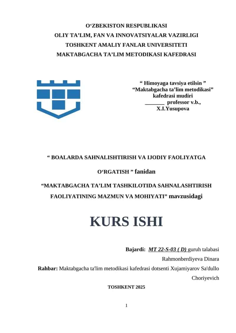 MAKTABGACHA TA’LIM TASHKILOTIDA SAHNALASHTIRISH FAOLIYATINING MAZMUN VA MOHIYATI.docx