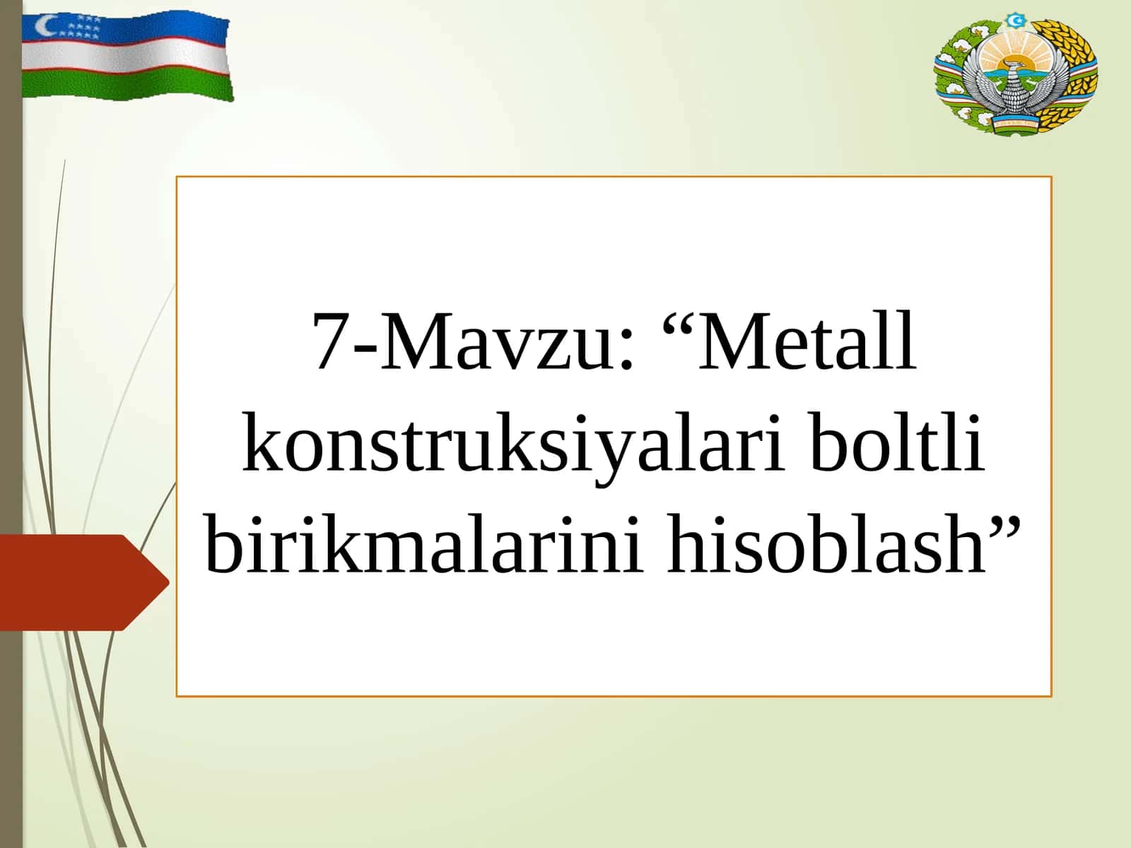 Metall konstruksiyalari boltli birikmalarini hisoblash