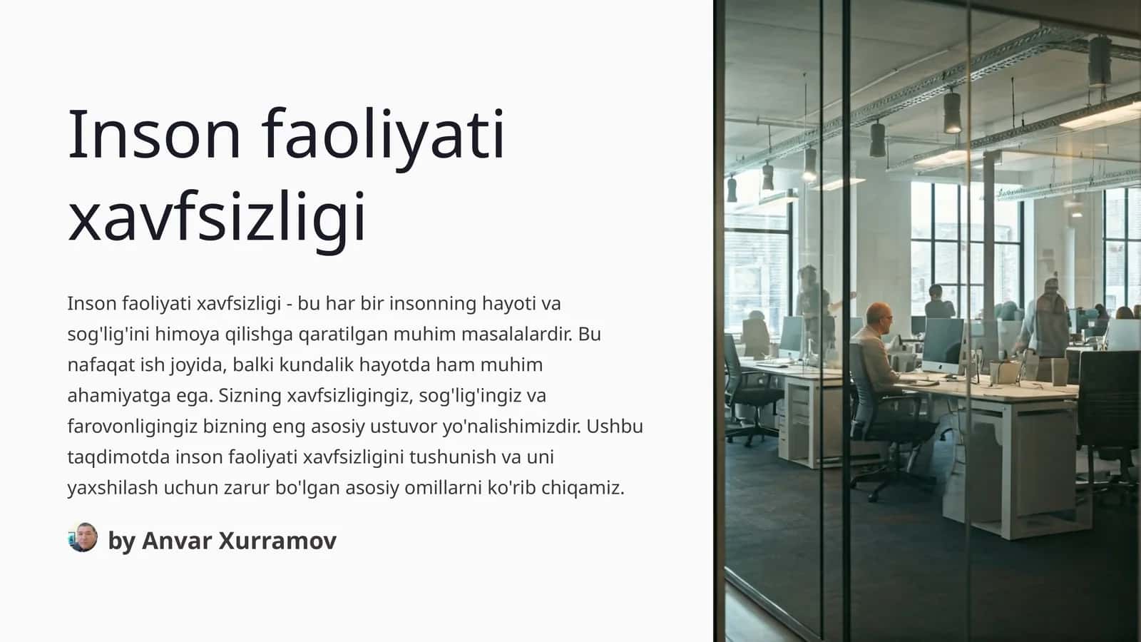 Inson faoliyati xavfsizligi