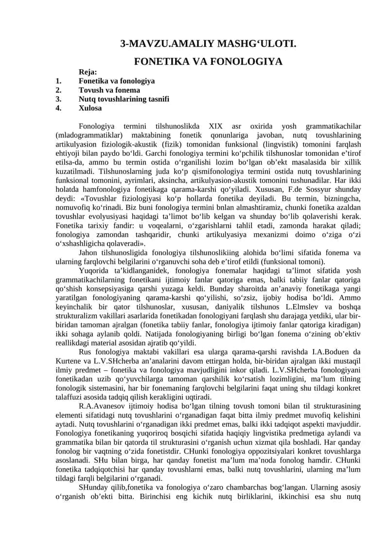 Fonetika va fonologiya