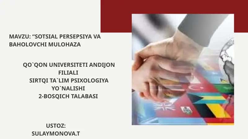 Sotsial Persepsiya va Baholovchi Mulohaza
