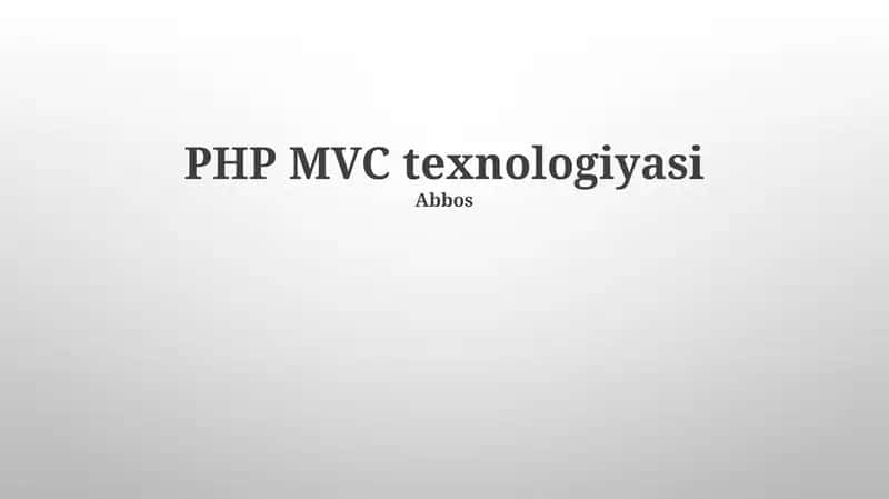 PHP MVC texnologiyasi