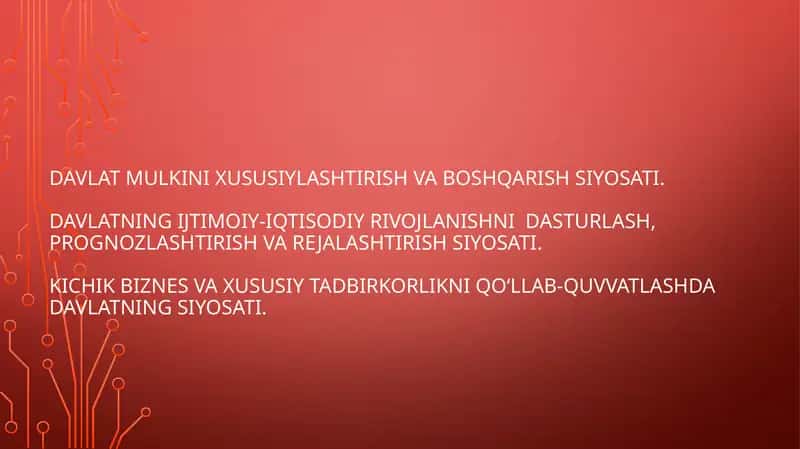Davlat mulkini xususiylashtirish va boshqarish siyosati