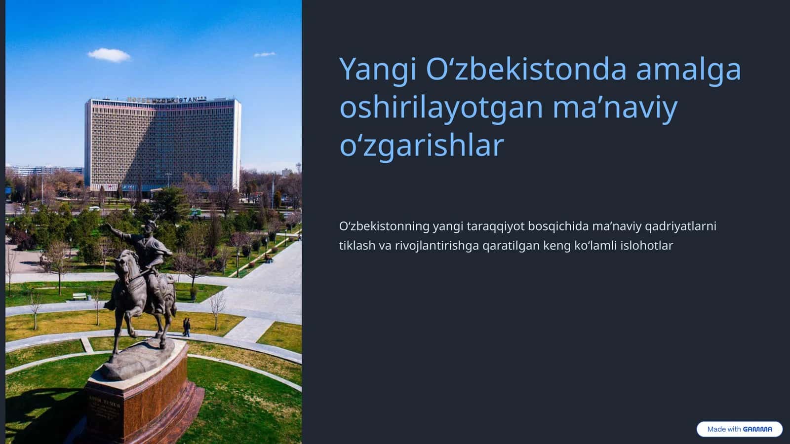 Yangi Oʻzbekistonda amalga oshirilayotgan maʼnaviy oʻzgarishlar