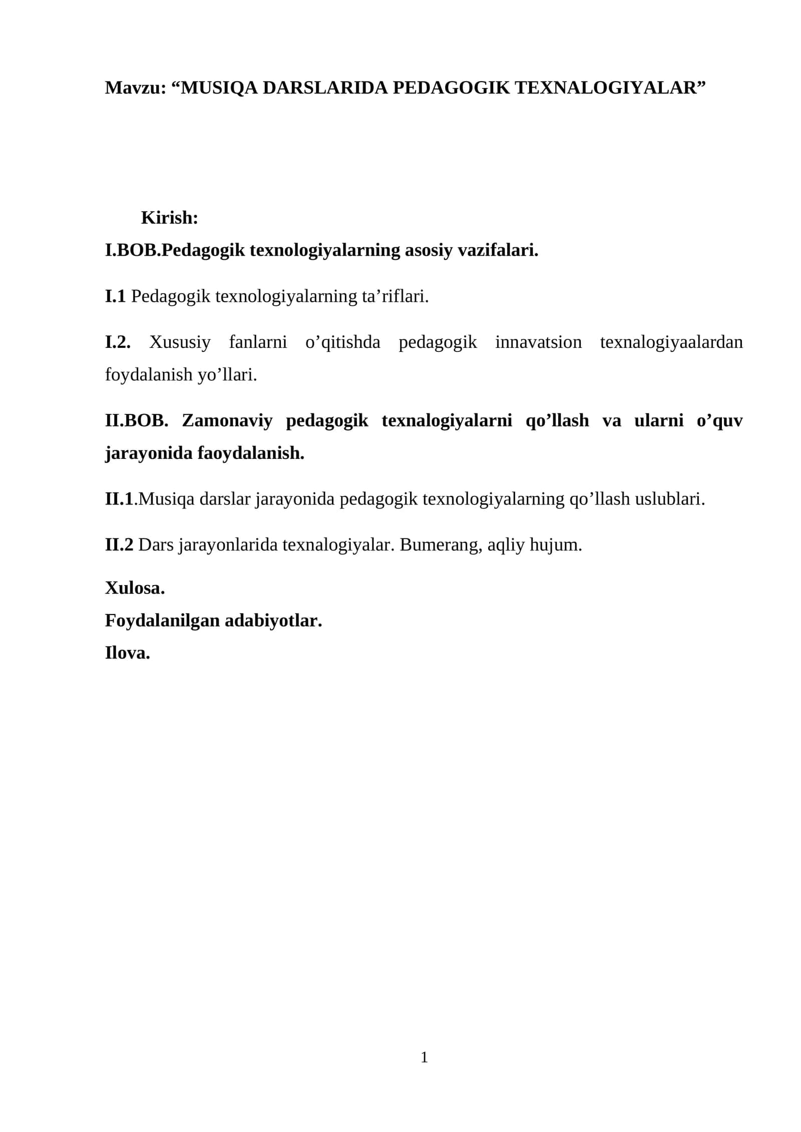 MUSIQA DARSLARIDA PEDAGOGIK TEXNALOGIYALAR