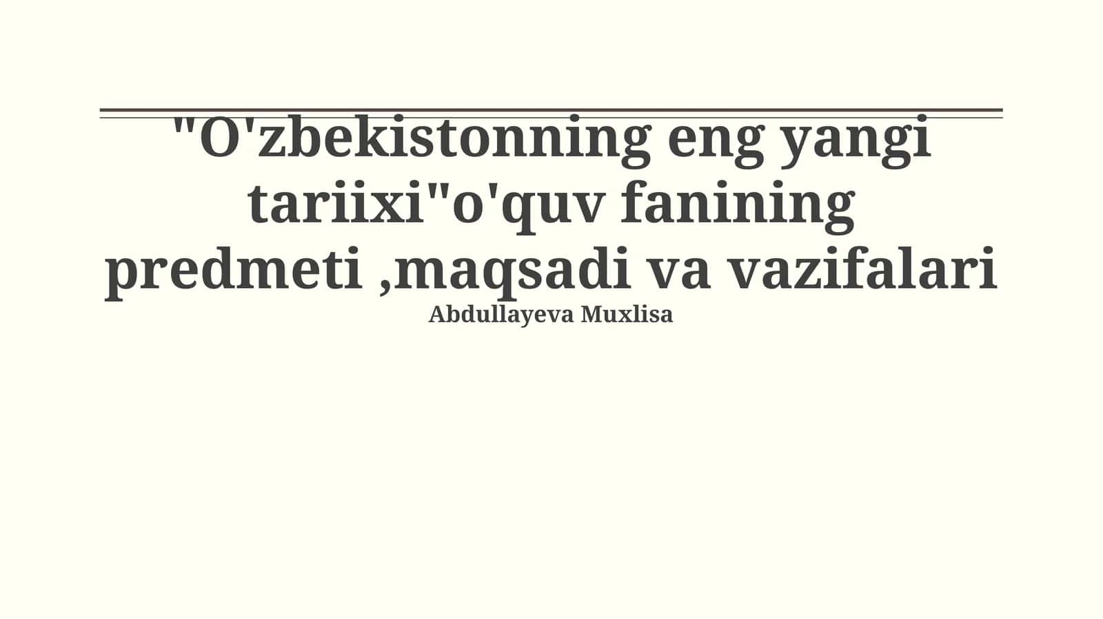 O'zbekistonning eng yangi tarixi