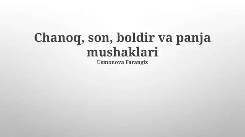 Chanoq, son, boldir va panja mushaklari