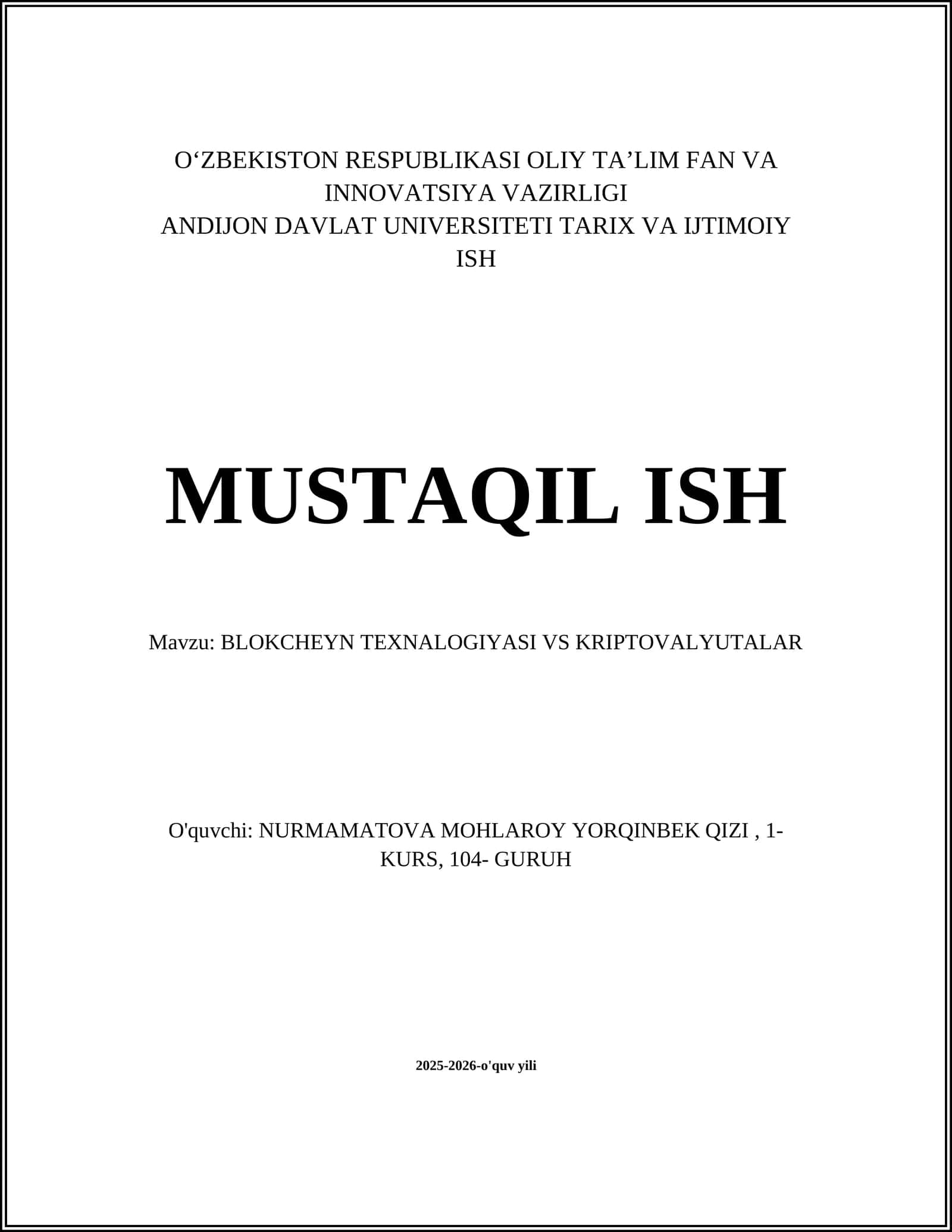 BLOKCHEYN TEXNALOGIYASI VS KRIPTOVALYUTALAR