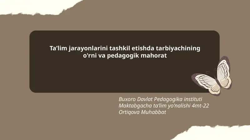 Buxoro Davlat Pedagogika instituti Maktabgacha taʼlim yoʻnalishi 4mt-22 Ortiqova Muhabbat