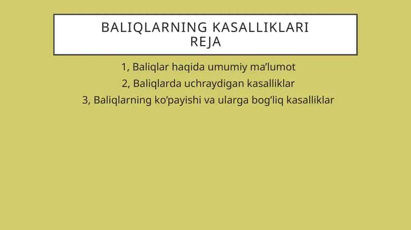 Baliqlarning kasalliklari