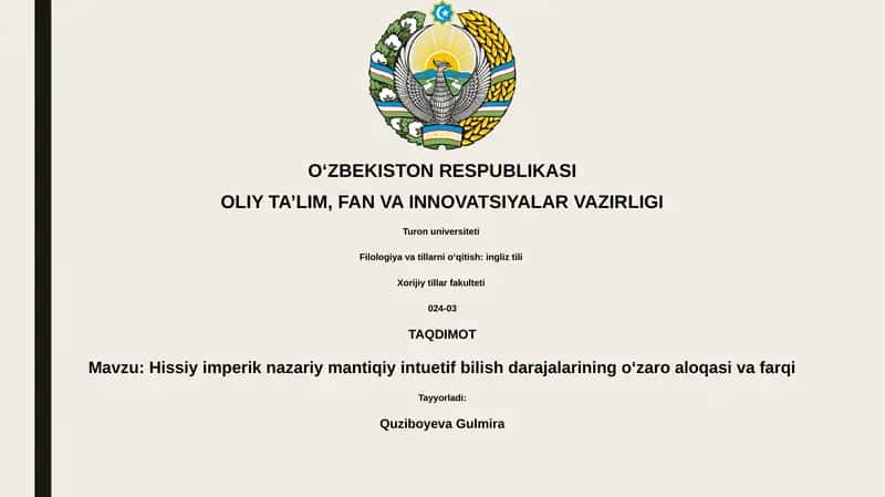 Hissiy imperik nazariy mantiqiy intuetif bilish darajalarining oʻzaro aloqasi va farqi