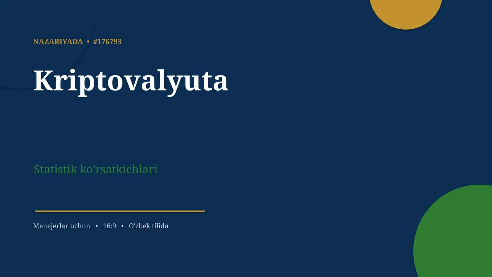 Kriptovalyuta Statistik ko'rsatkichlari