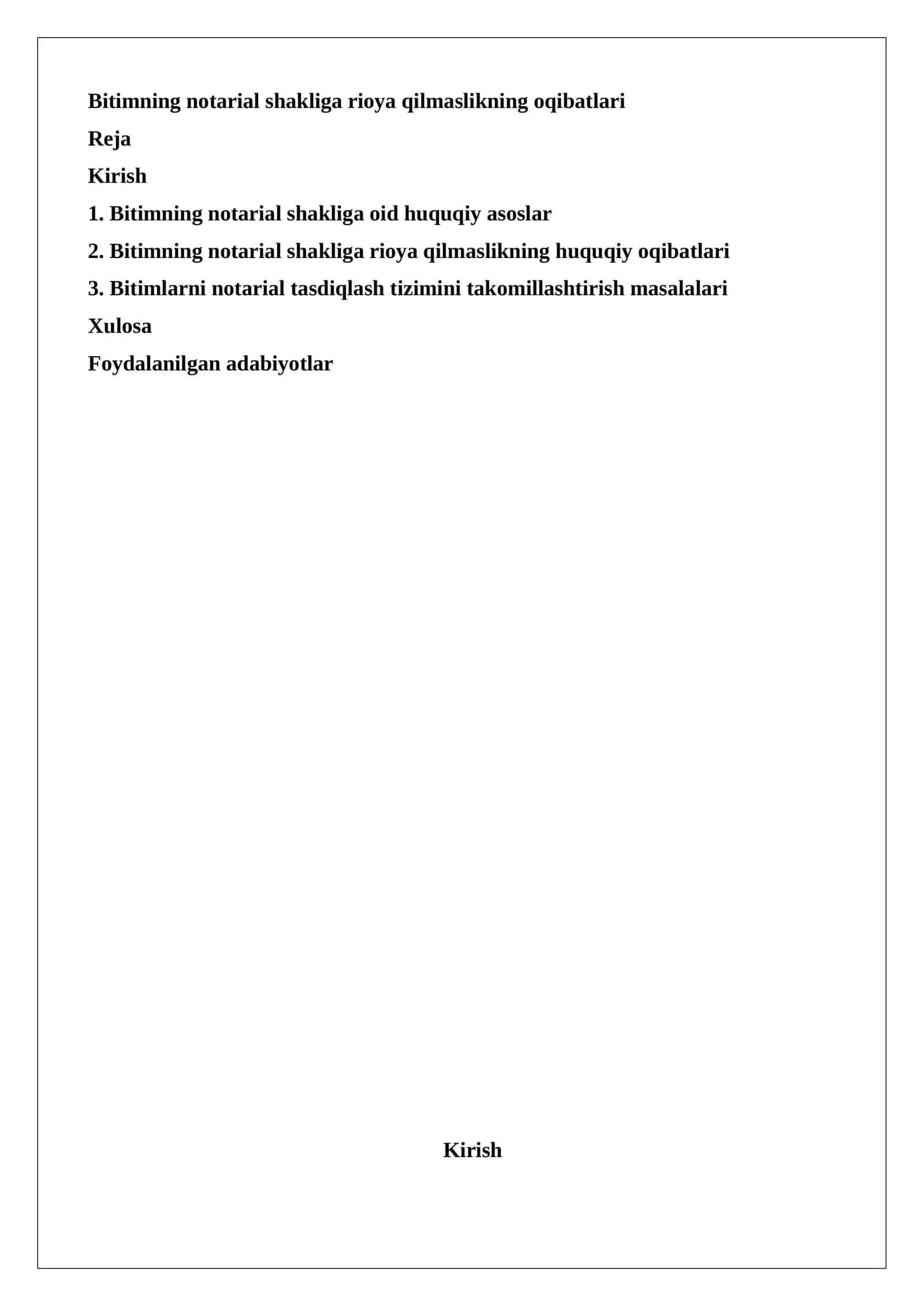 Bitimning notarial shakliga rioya qilmaslikning oqibatlari