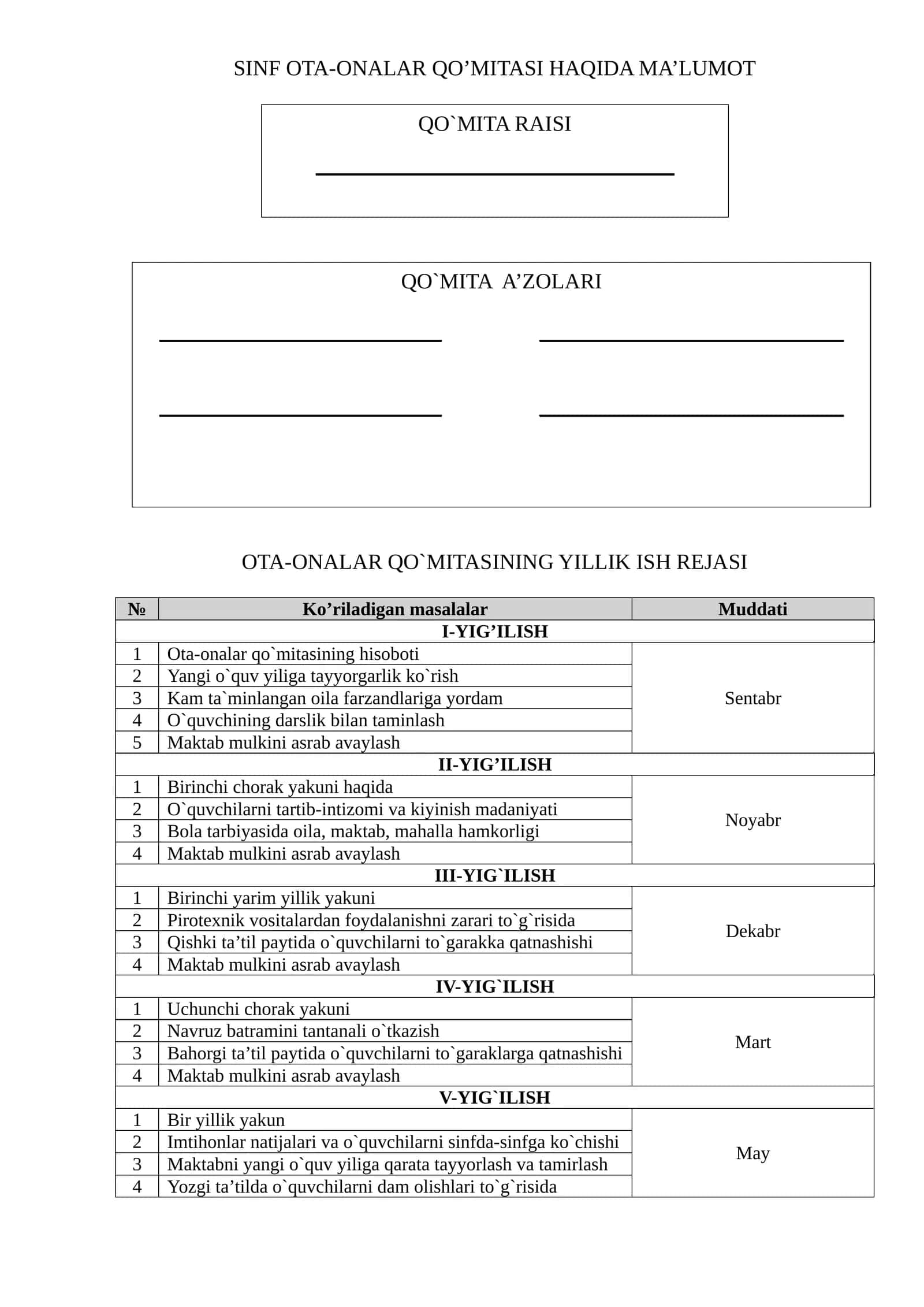 ota ona qo`mitasi xaqida malumot