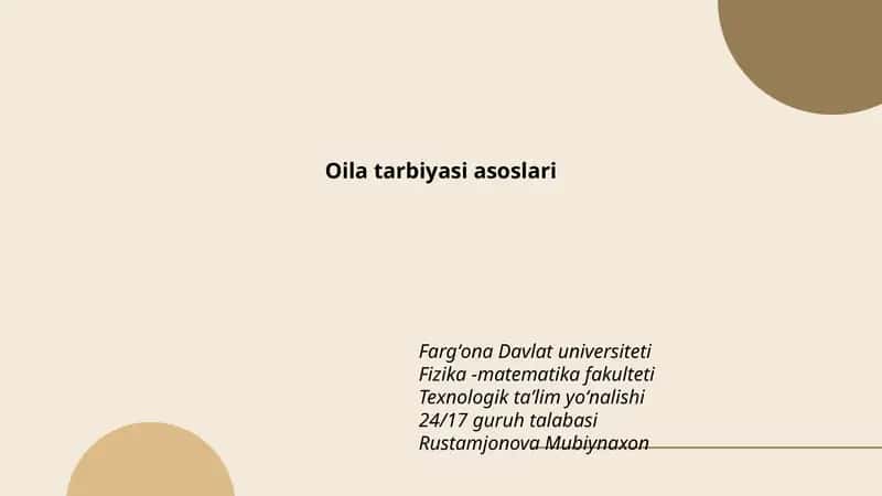 Oila tarbiyasi asoslari