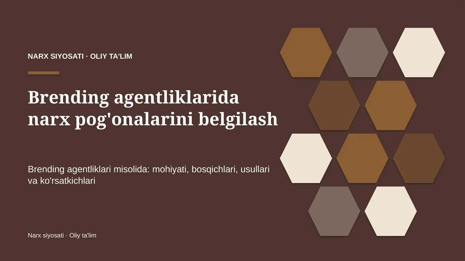 Brending agentliklarida narx pog'onalarini belgilash