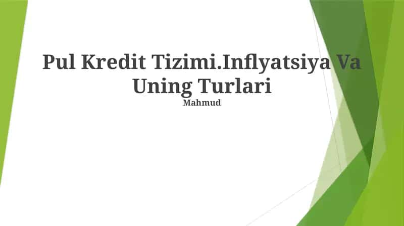 Pul Kredit Tizimi.Inflyatsiya Va Uning Turlari