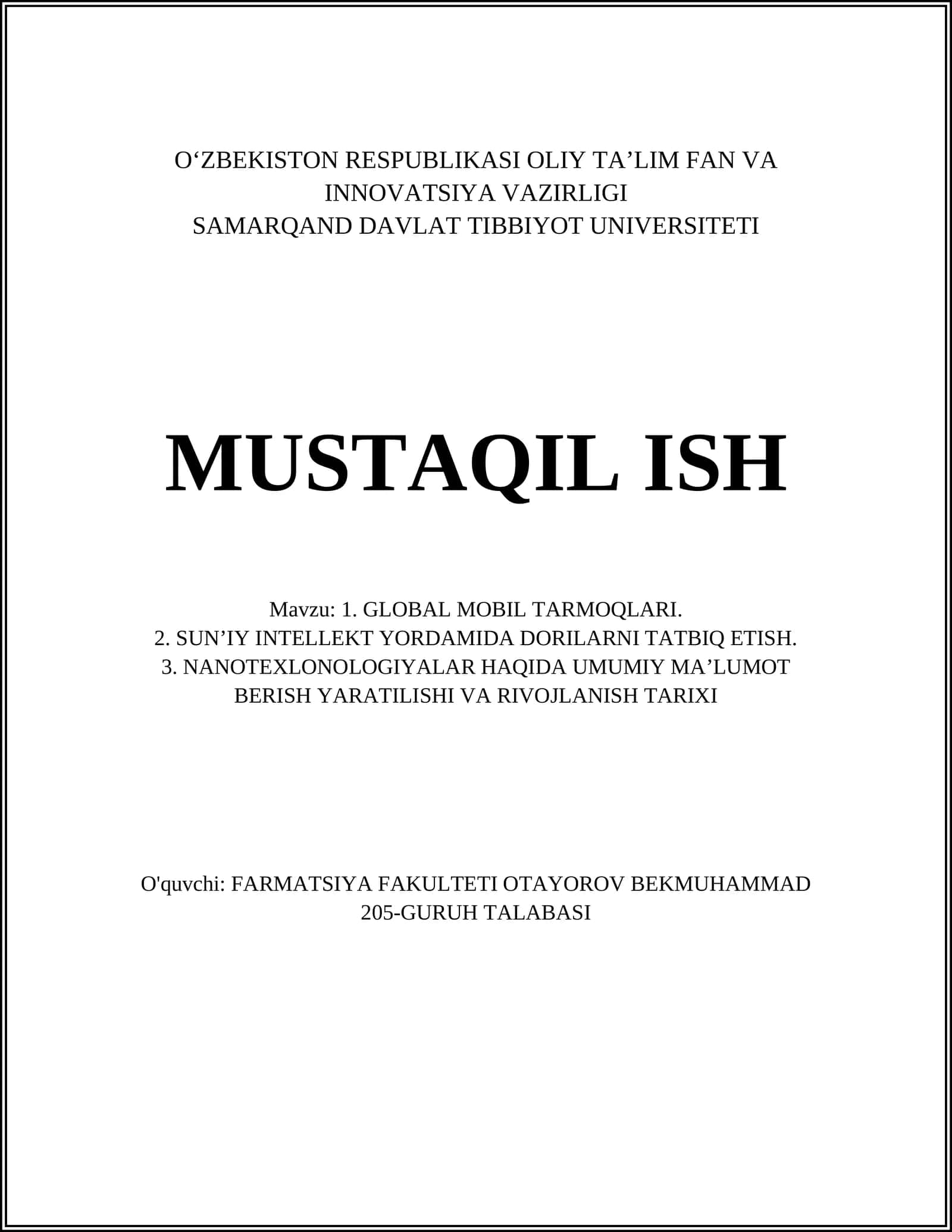 GLOBAL MOBIL TARMOQLARI