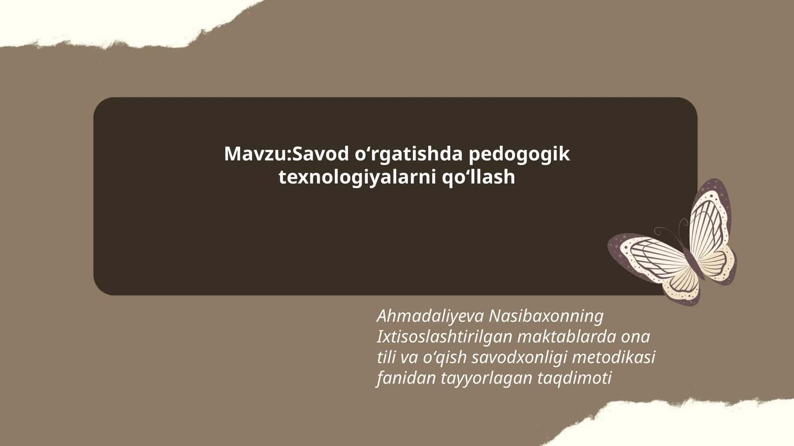 Ixtisoslashtirilgan maktablarda ona tili va oʻqish savodxonligi metodikasi