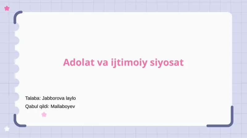 Adolat va ijtimoiy siyosat