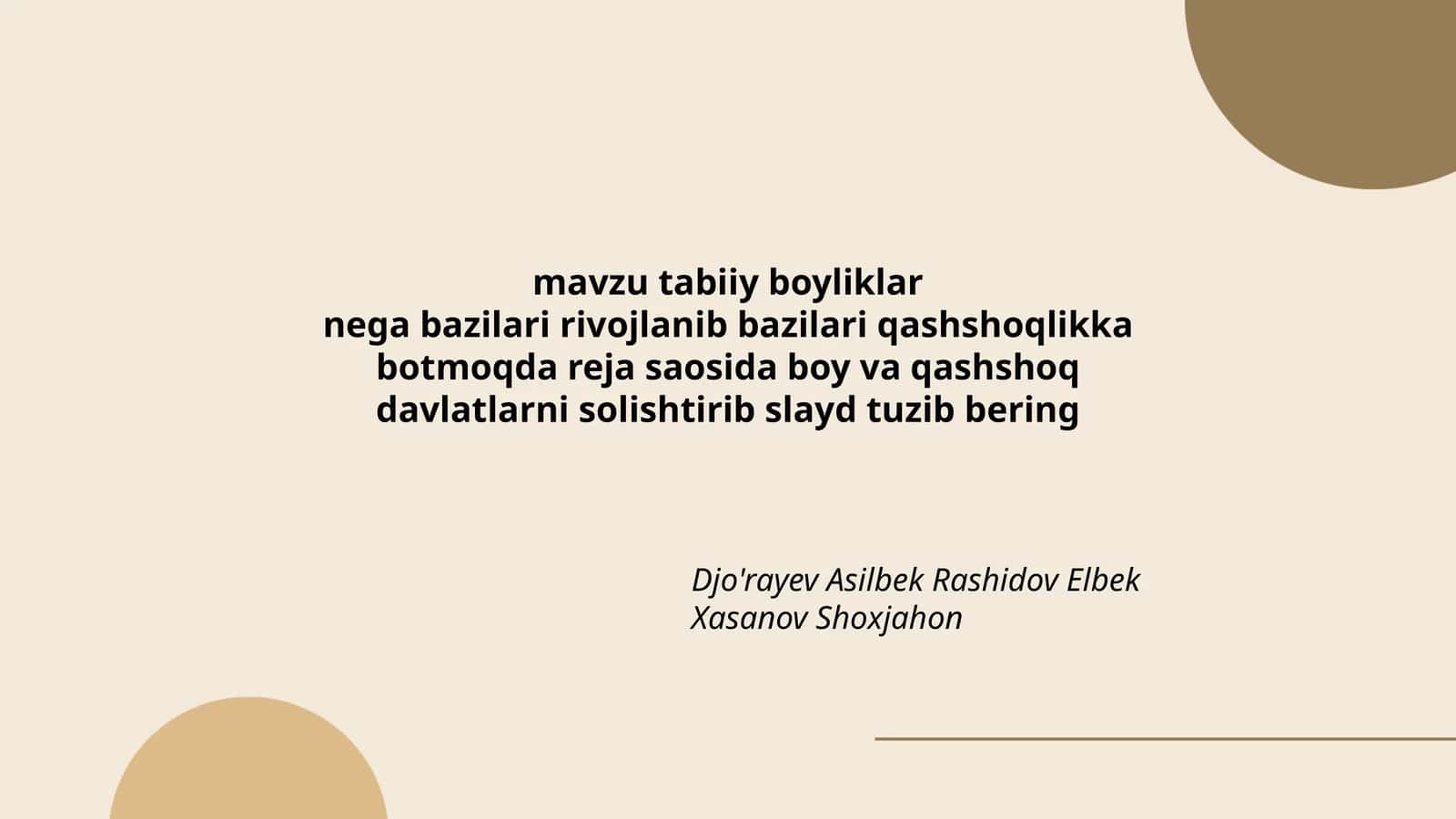 mavzu tabiiy boyliklar
