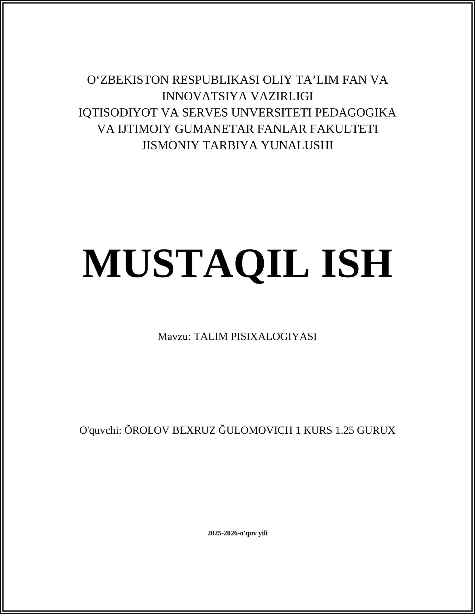 TALIM PISIXALOGIYASI