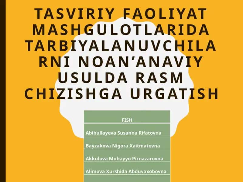 Tasviriy faoliyat mashg'ulotlari darslari