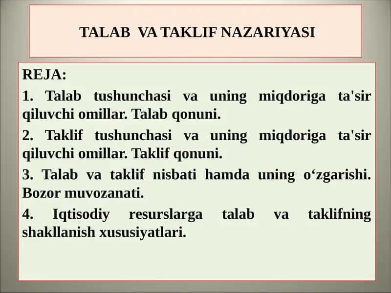 Talab va taklif nazariyasi
