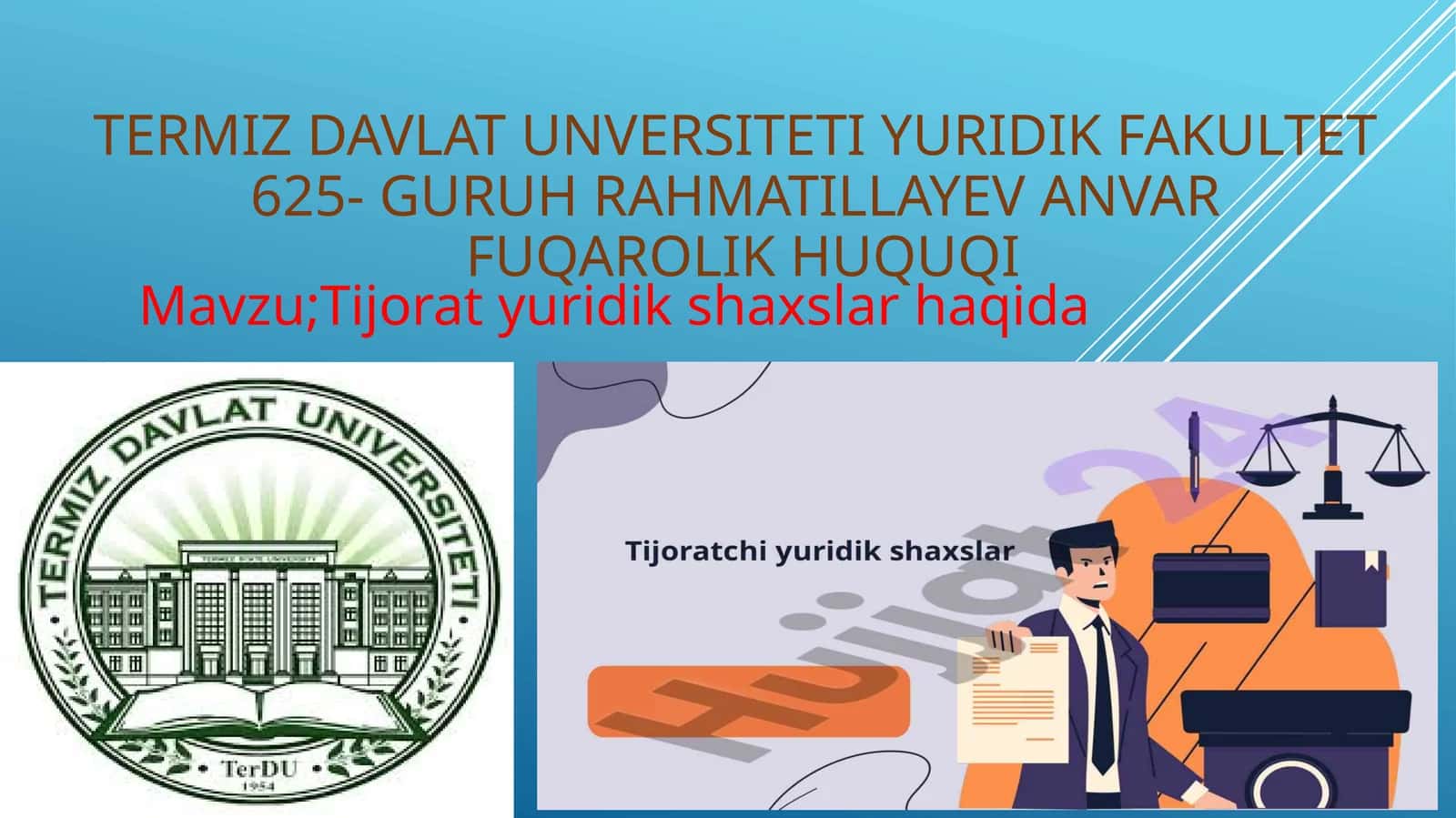 Tijorat yuridik shaxslar haqida