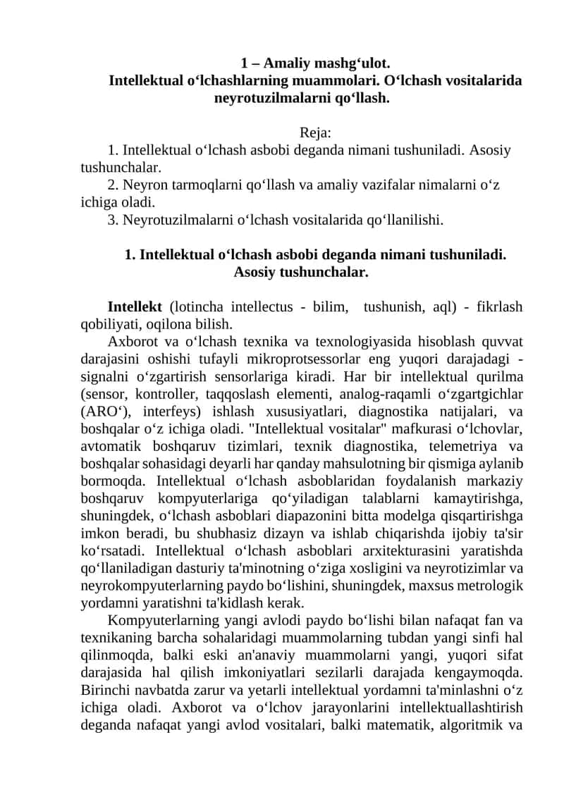 Intellektual o‘lchash asboblaridan foydalanish