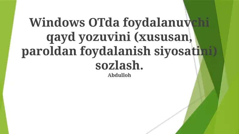 Windows OTda foydalanuvchi qayd yozuvini sozlash