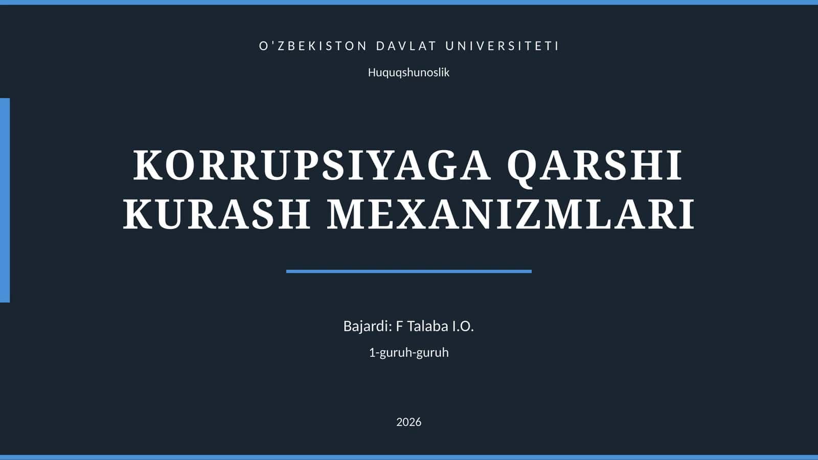 KORRUPSIYAGA QARSHI KURASH MEXANIZMLARI