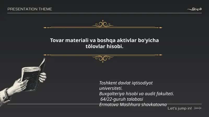 Tovar materiali va boshqa aktivlar boʻyicha tōlovlar hisobi
