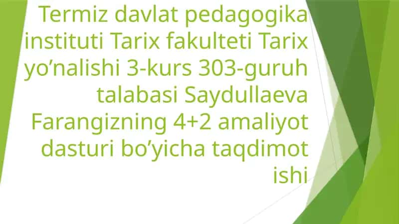 Saydullaeva Farangizning 4+2 amaliyot dasturi