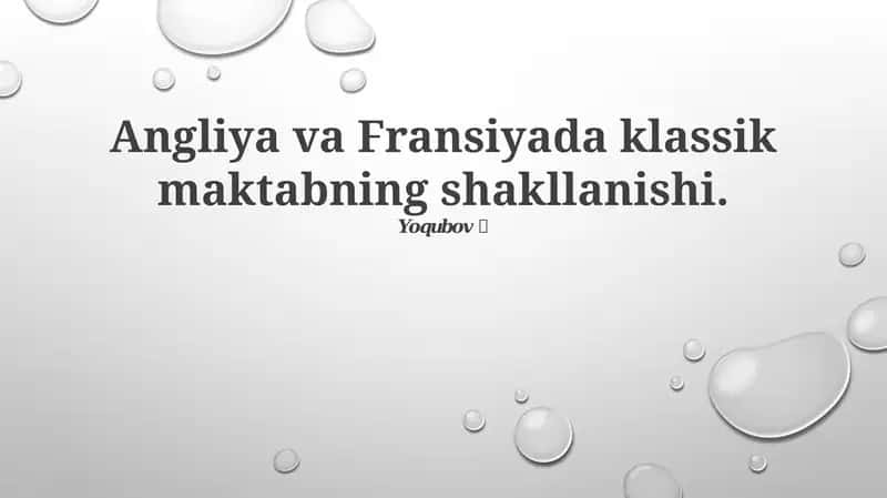 Klassik maktabning shakllanishi