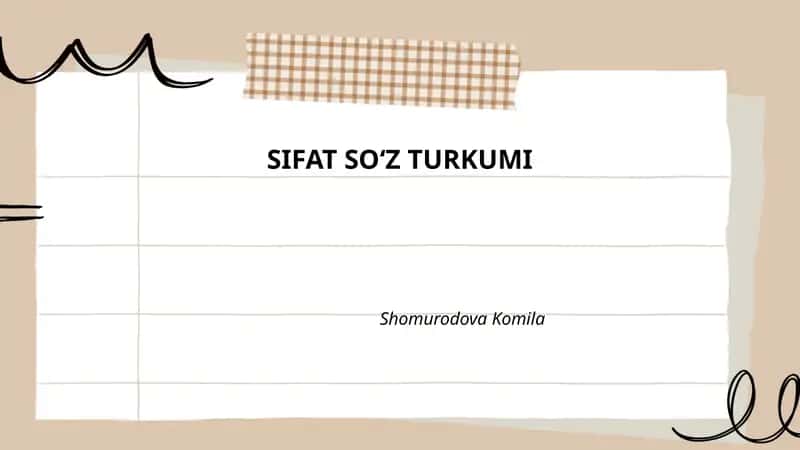 SIFAT SO‘Z TURKUMI