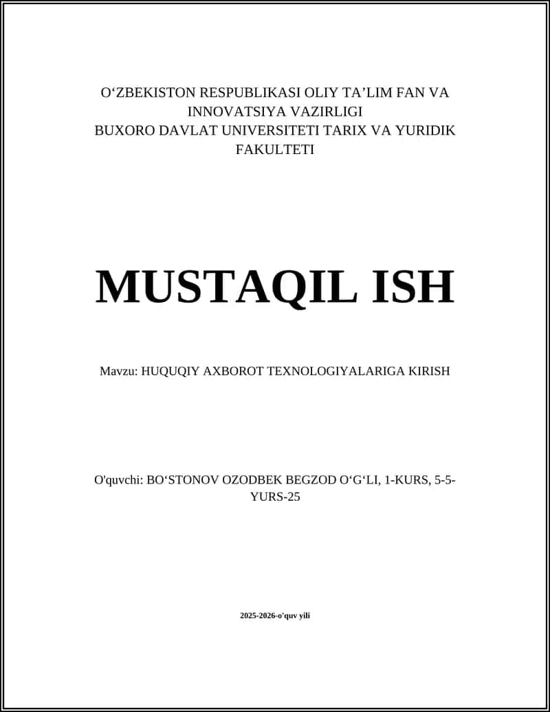 Huquqiy axborot texnologiyalariga kirish