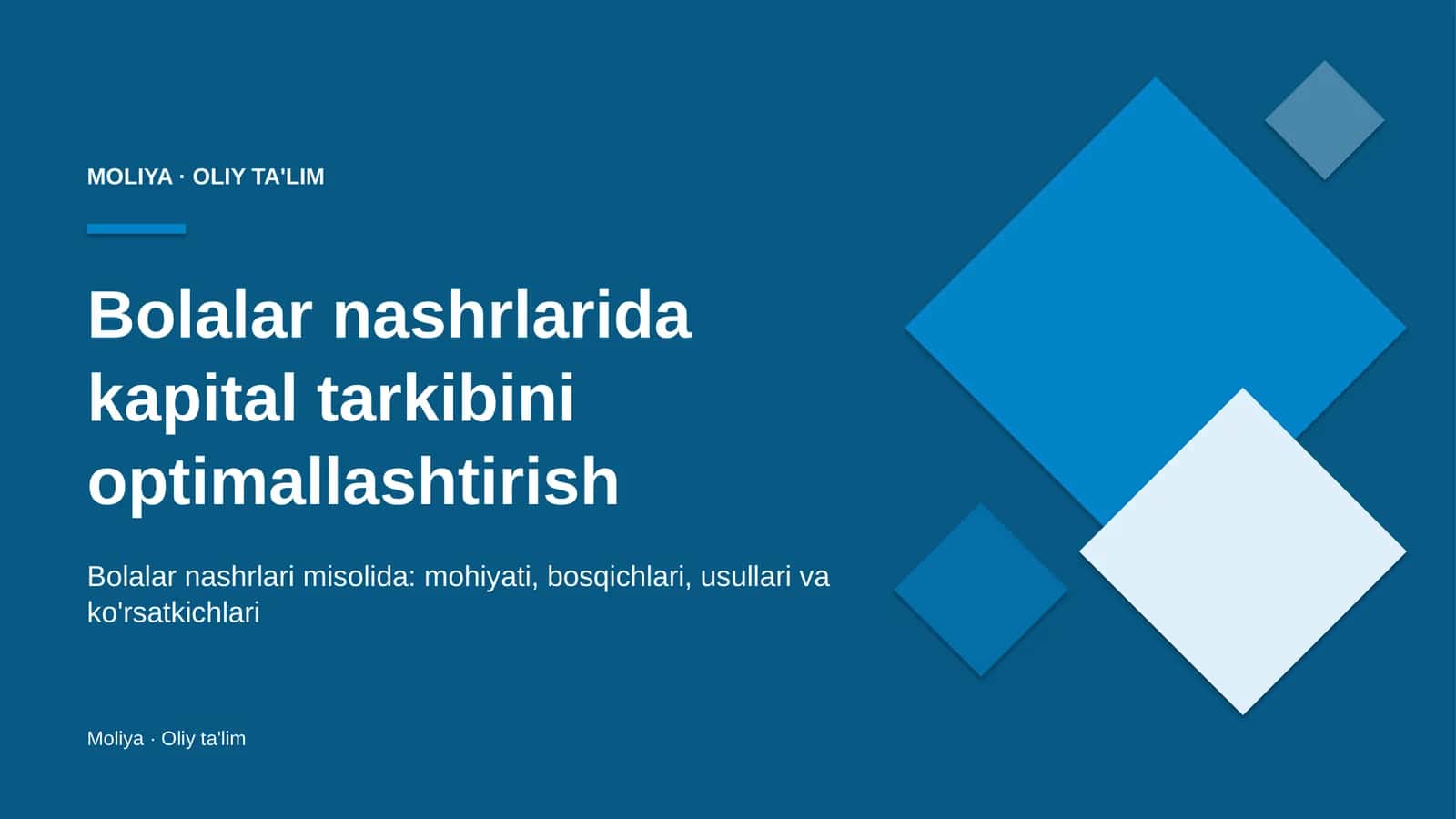 Bolalar nashrlarida kapital tarkibini optimallashtirish