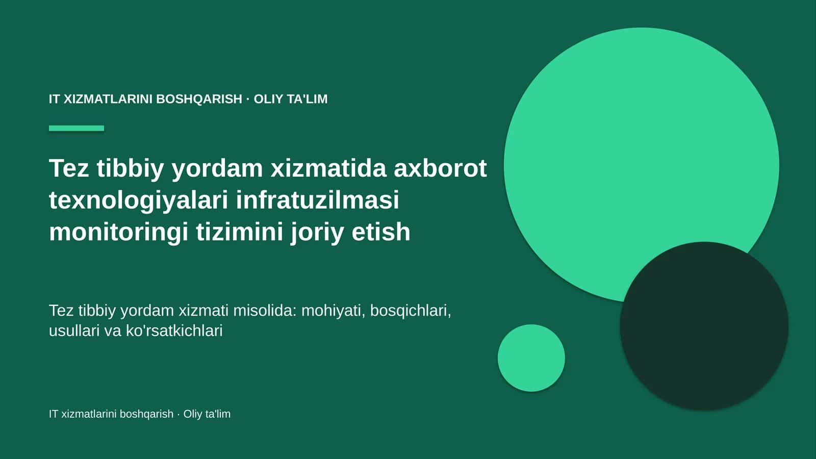 tez tibbiy yordam xizmatida axborot texnologiyalari infratuzilmasi monitoringi tizimini joriy etish 5712