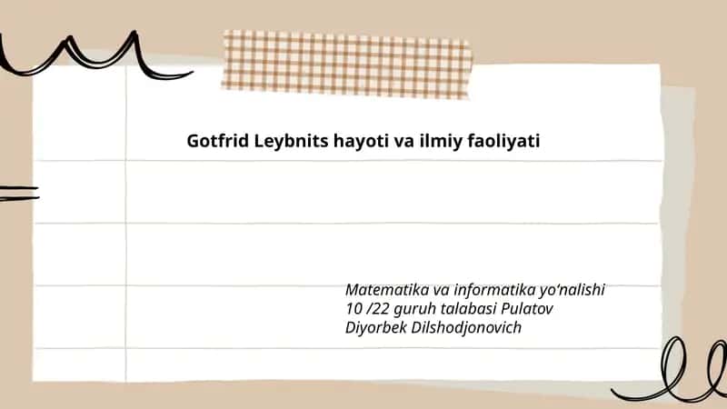 Gotfrid Leybnits hayoti va ilmiy faoliyati