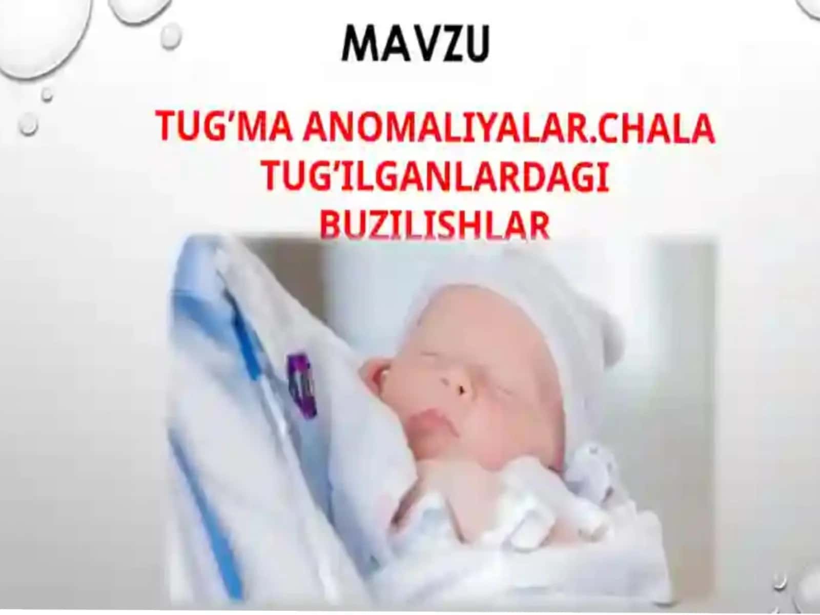 tugʻma anomaliyalar chala tugʻ ilganlardagi buzilishlar
