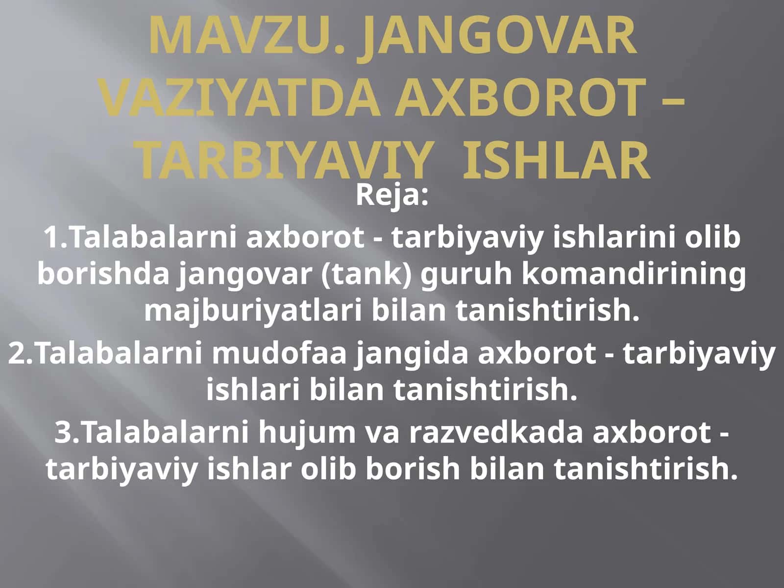 JANGOVAR VAZIYATDA AXBOROT – TARBIYAVIY ISHLAR