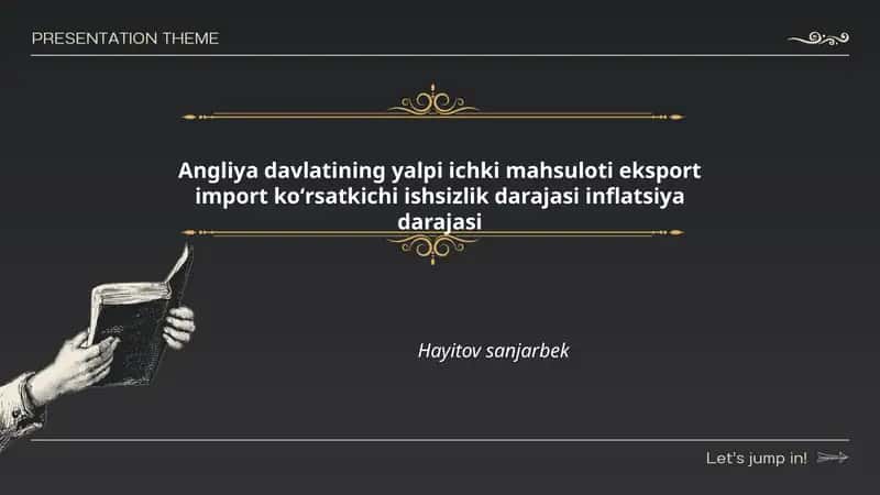 Angliya davlatining yalpi ichki mahsuloti eksport import koʻrsatkichi ishsizlik darajasi inflatsiya darajasi