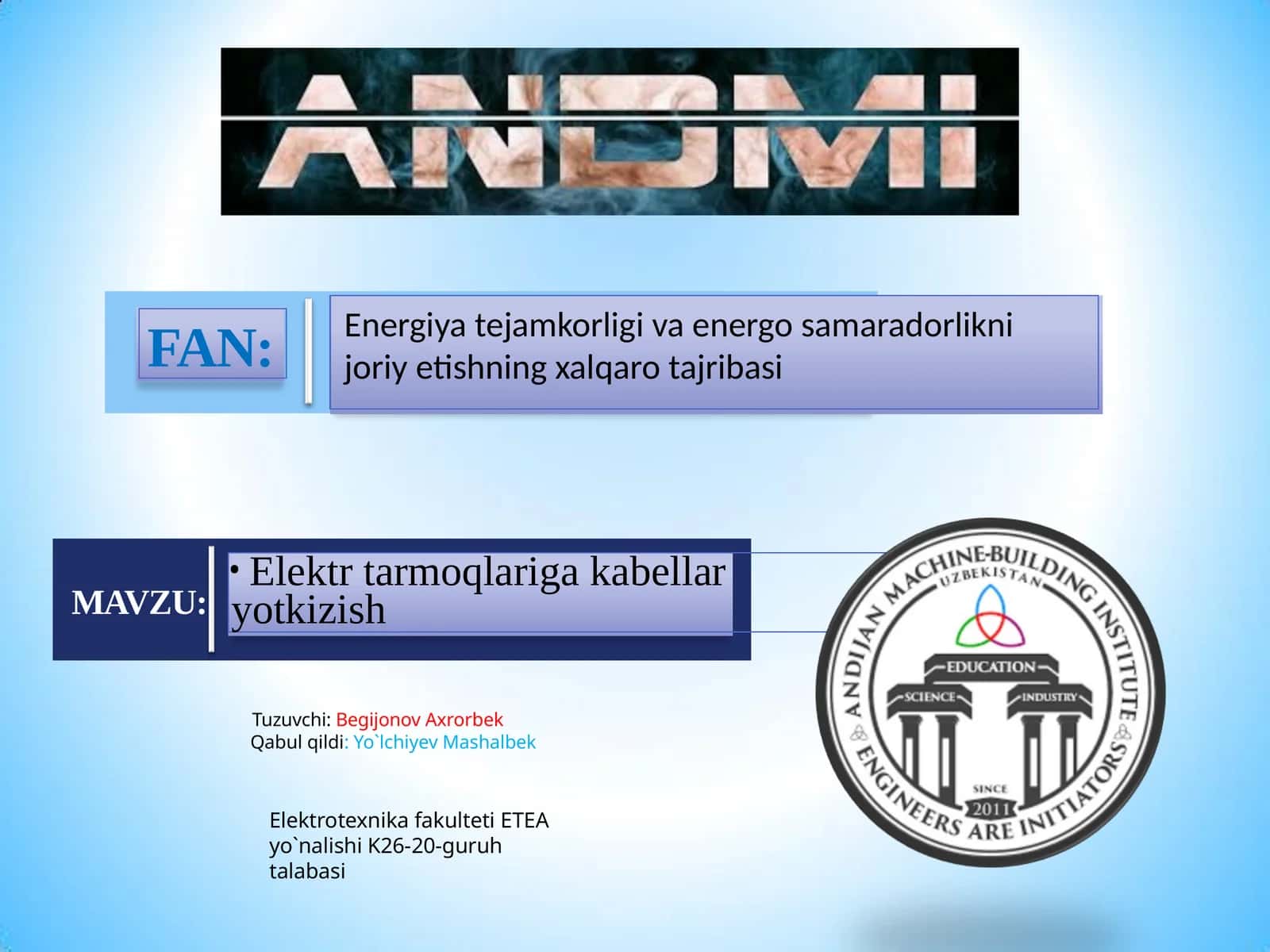 Elektr tarmoqlariga kabellaryotkizish