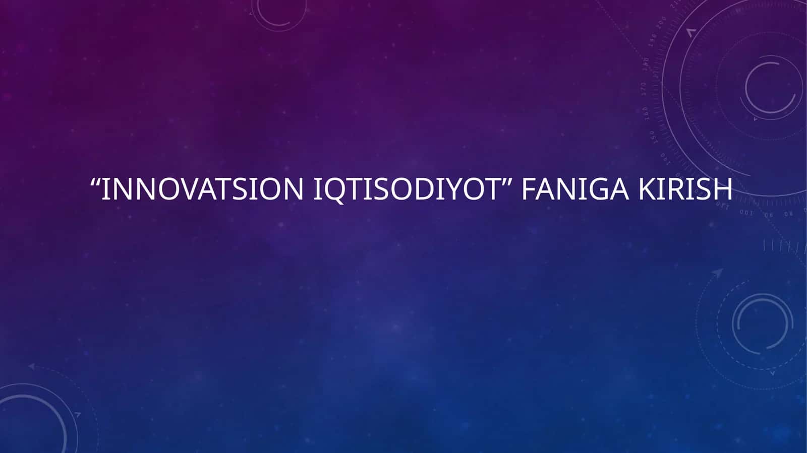 INNOVATSION IQTISODIYOT