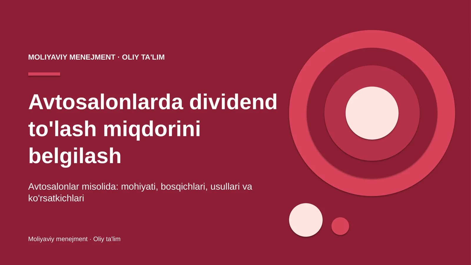 Avtosalonlarda dividend to'lash miqdorini belgilash